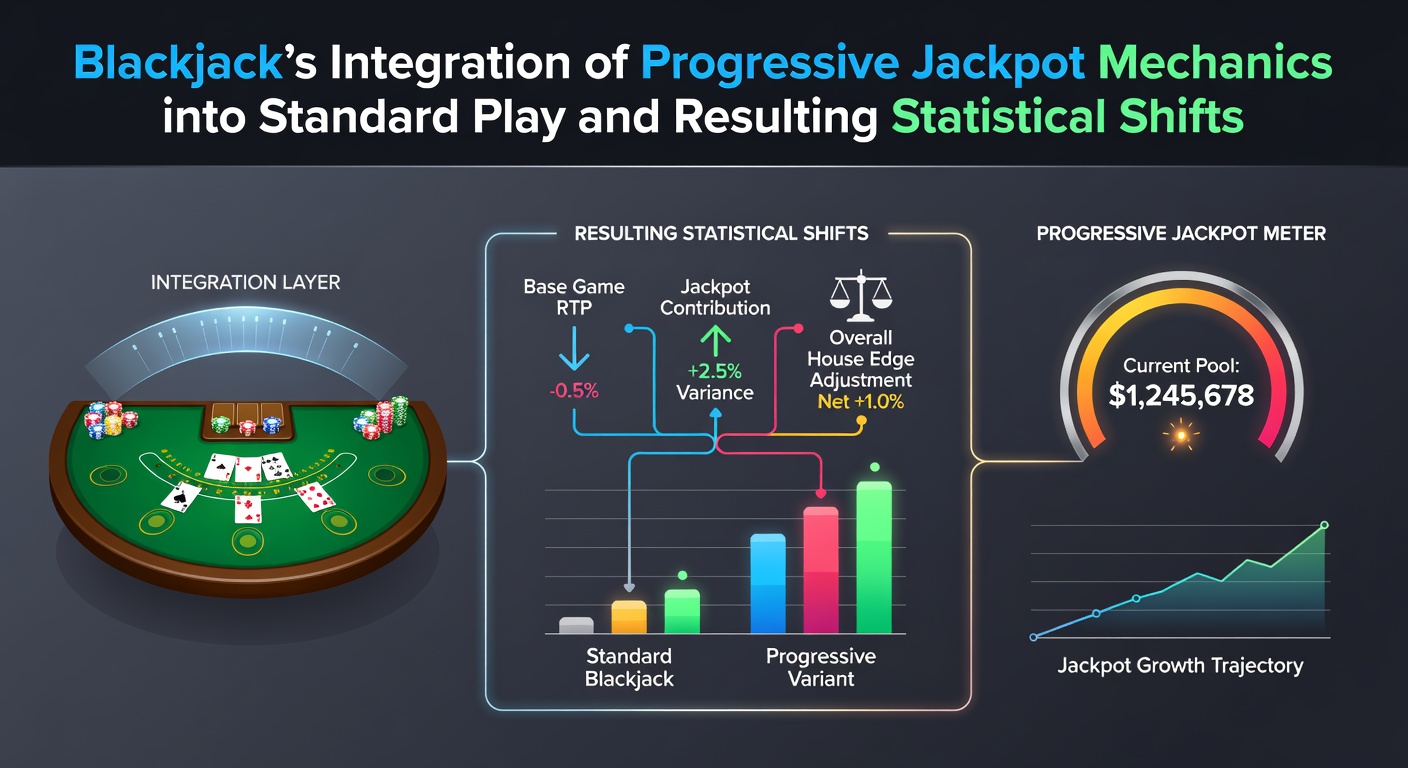Blackjack table with progressive jackpot display integrated into standard gameplay at a casino