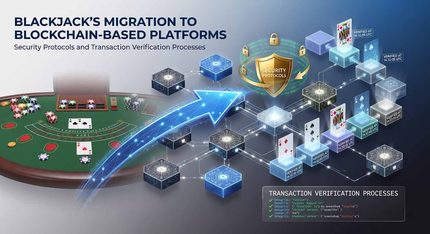 Blockchain-based blackjack platform interface showing secure transaction verification