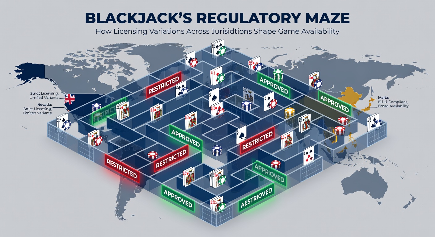 Comparison of licensing processes affecting blackjack game distribution