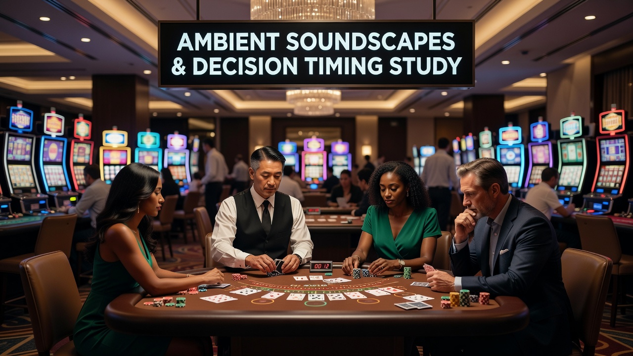 Casino blackjack table with ambient lighting and subtle background activity creating a layered sound environment